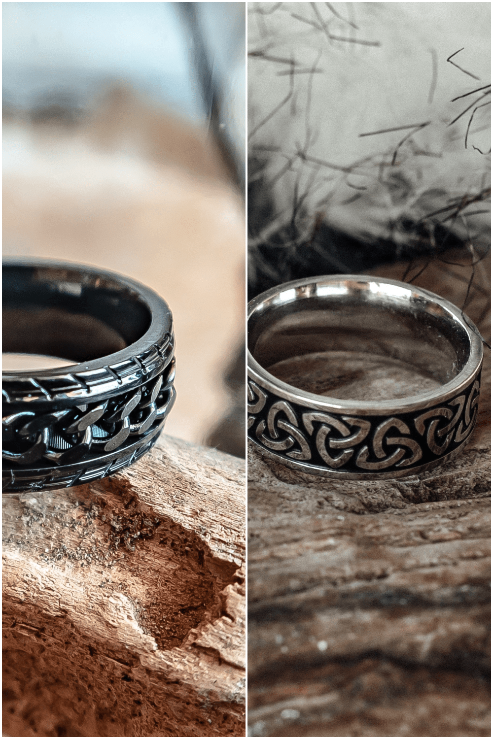 Bundle: Black Chains and Celtic Patterns Rings